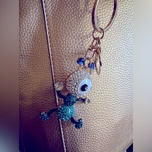 Sparkling Blue Monster Keychain